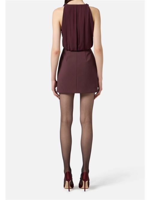 ABITO IN DOPPIO CREPE E GEORGETTE ELISABETTA FRANCHI | AB80856E2EA4 Merlot